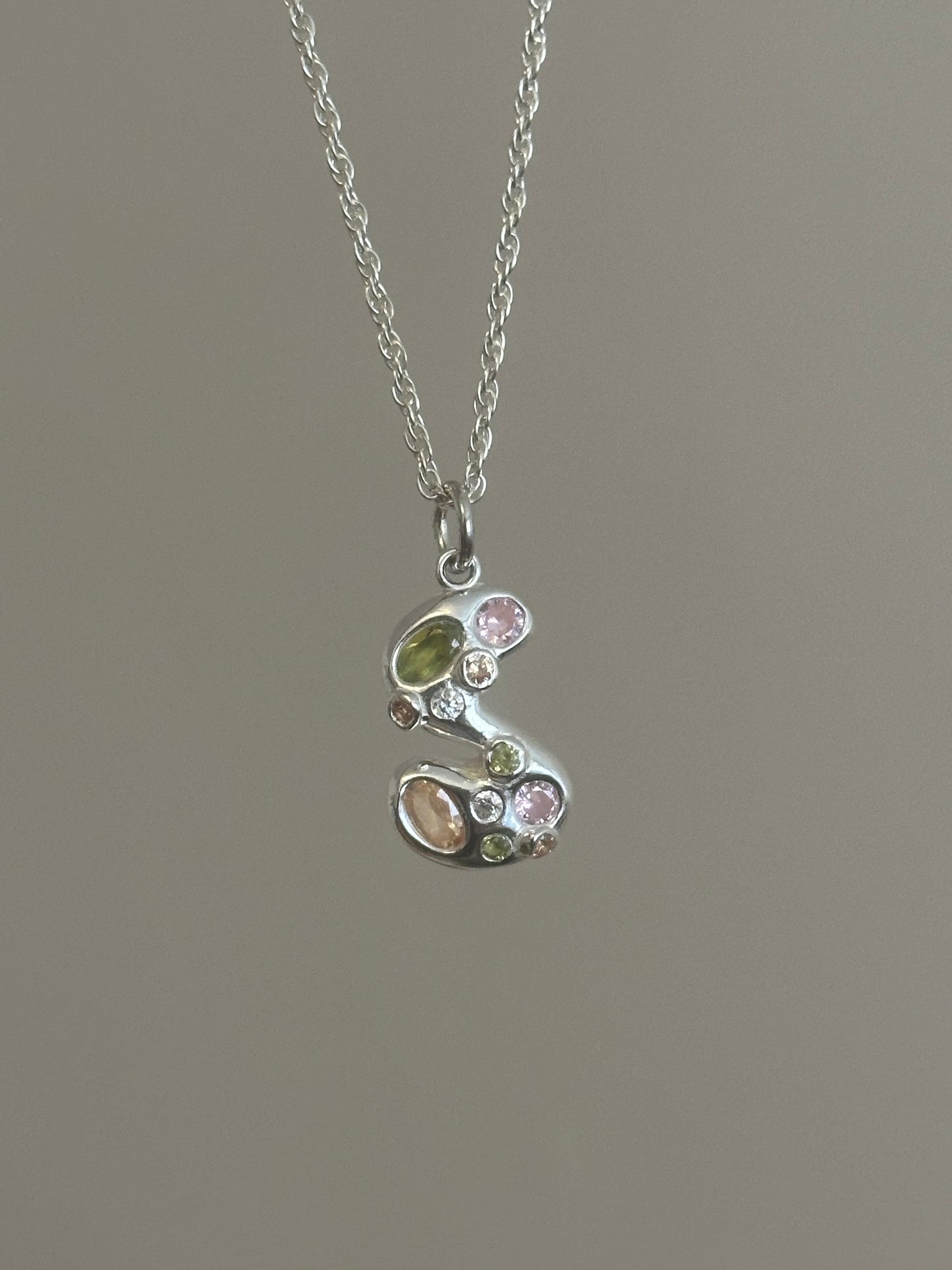 gemstone initial necklace- ready to ship