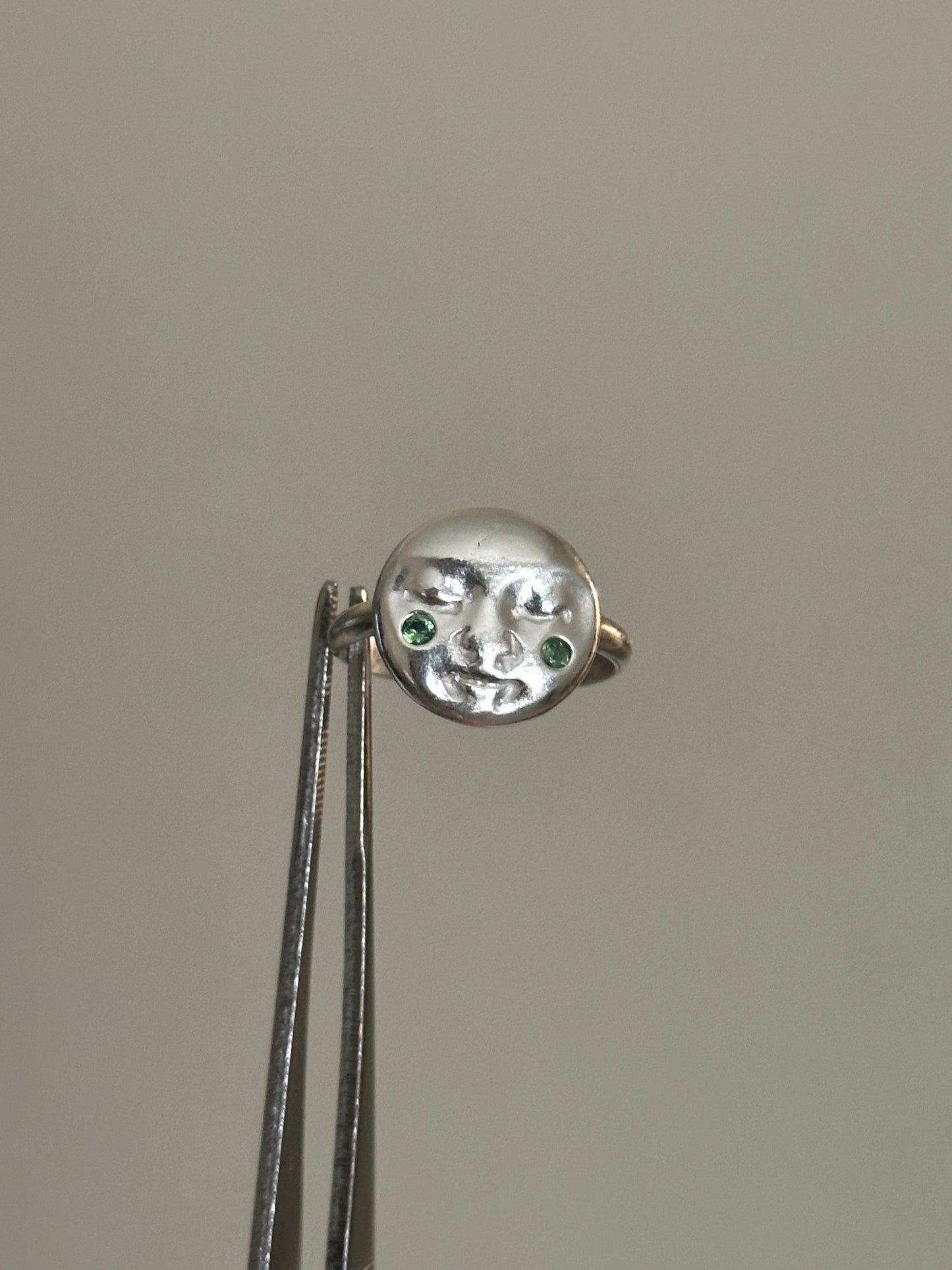 tourmaline moon face ring- made to order