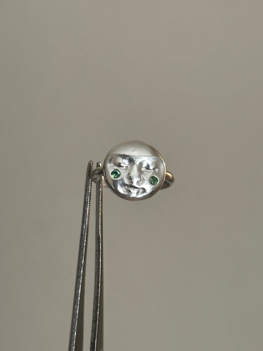 tourmaline moon face ring- made to order