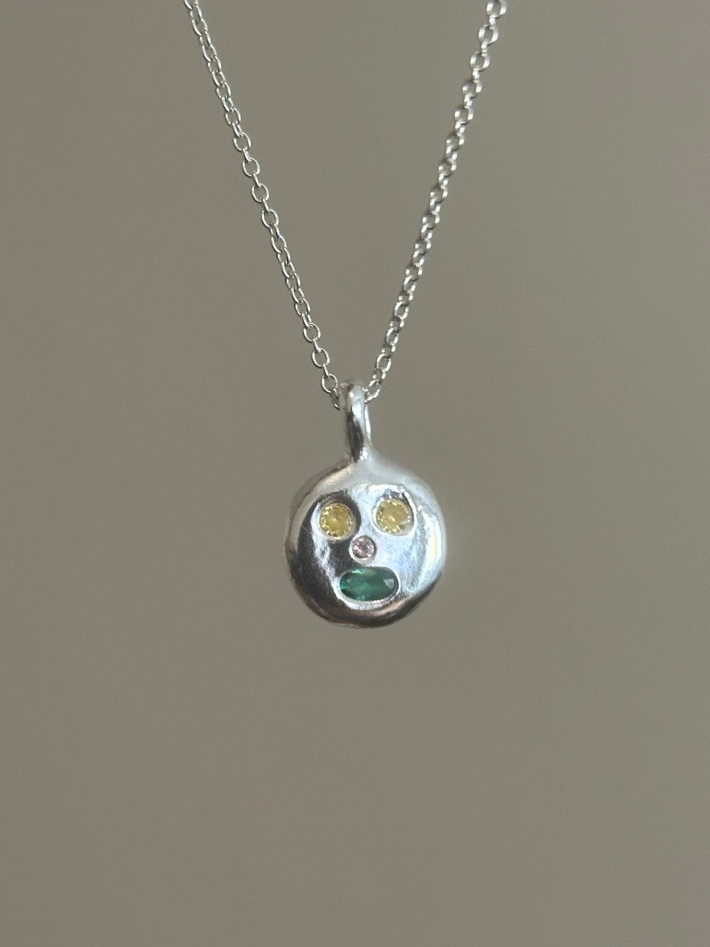 gemstone face necklace-ready to ship