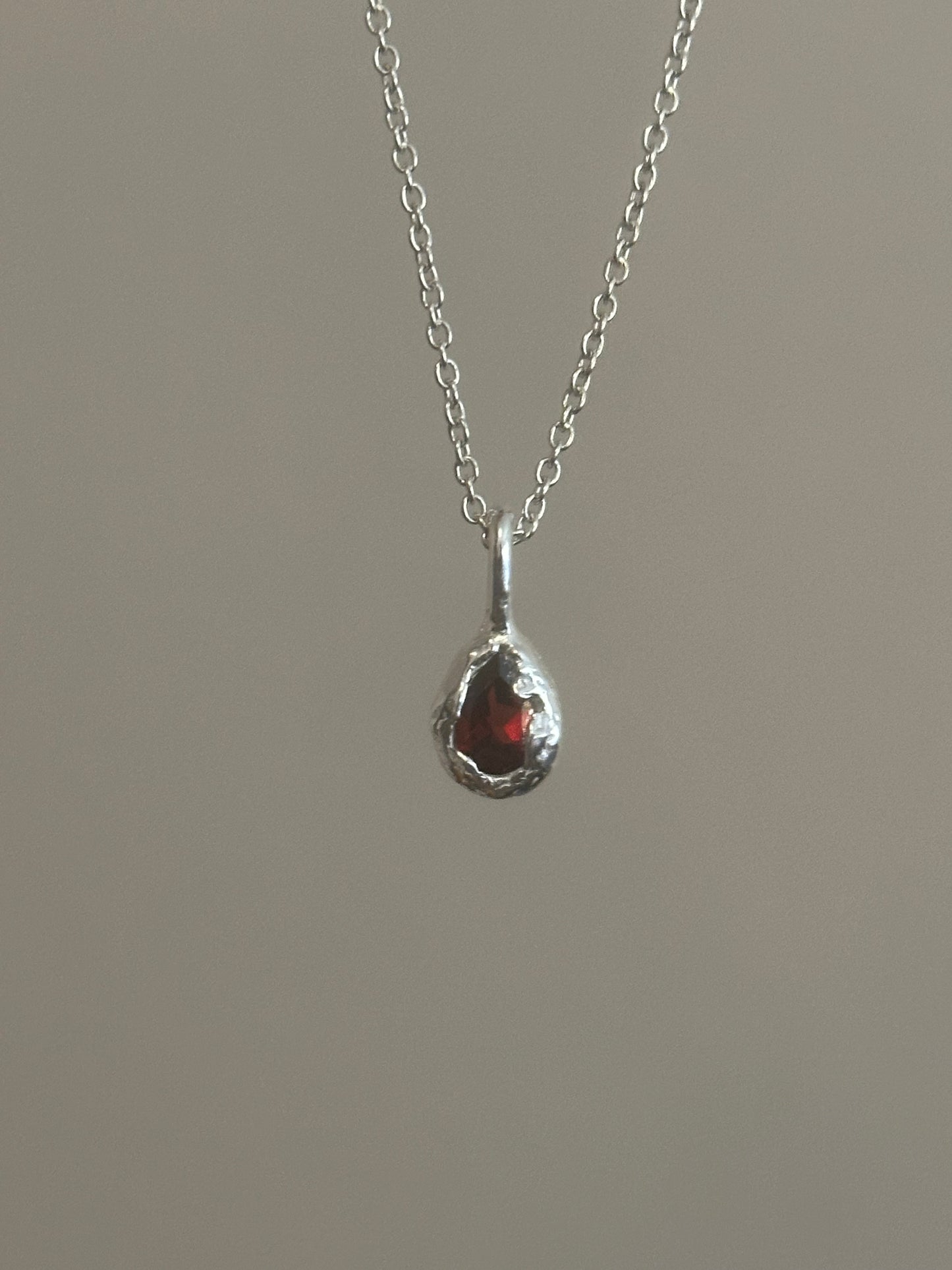 textured garnet necklace- ready to ship