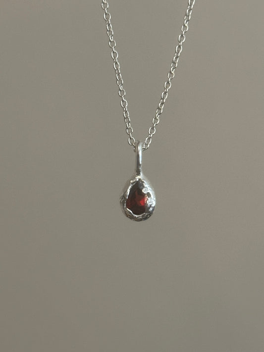 textured garnet necklace- ready to ship