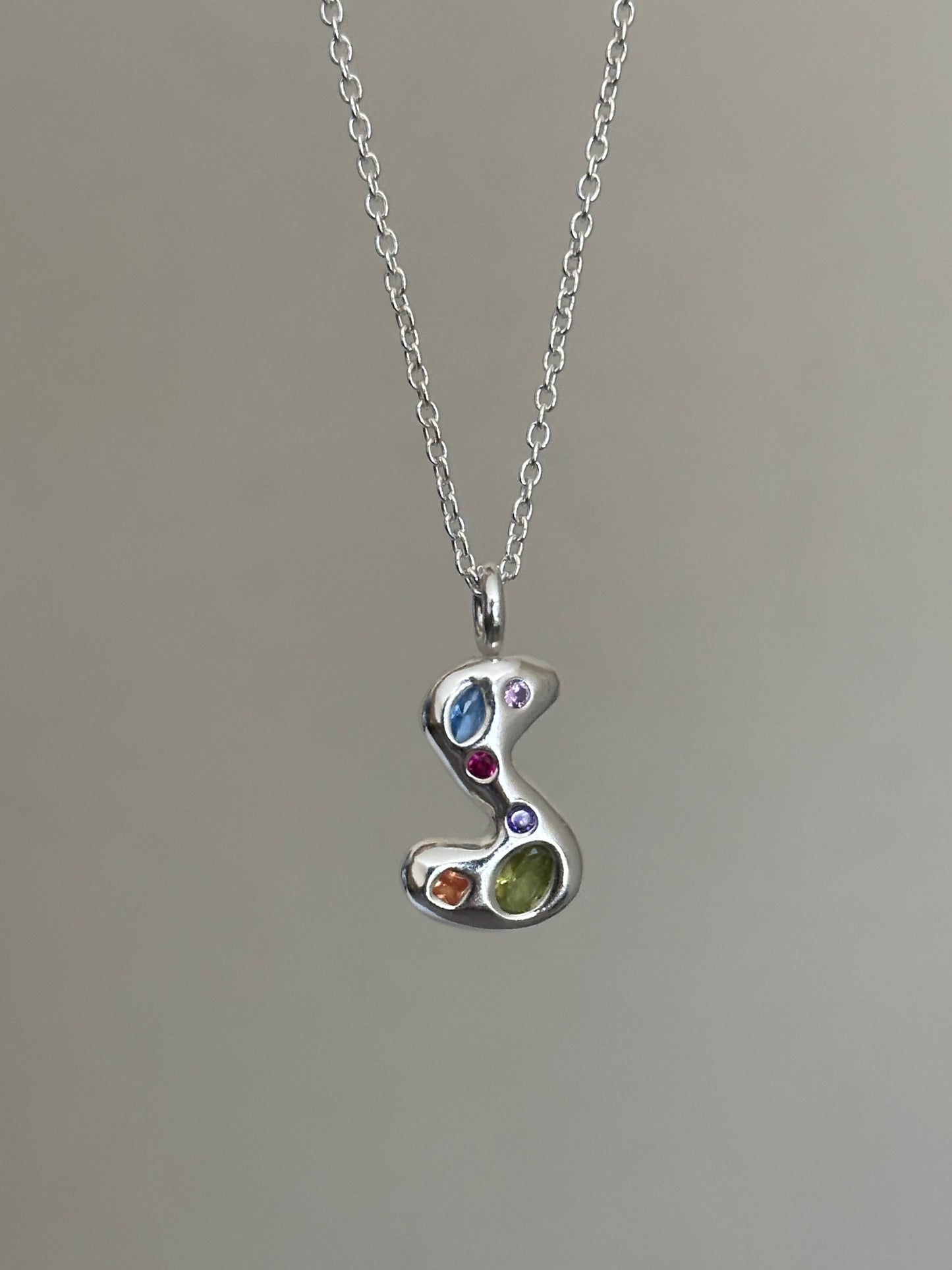 gemstone initial necklace- made to order