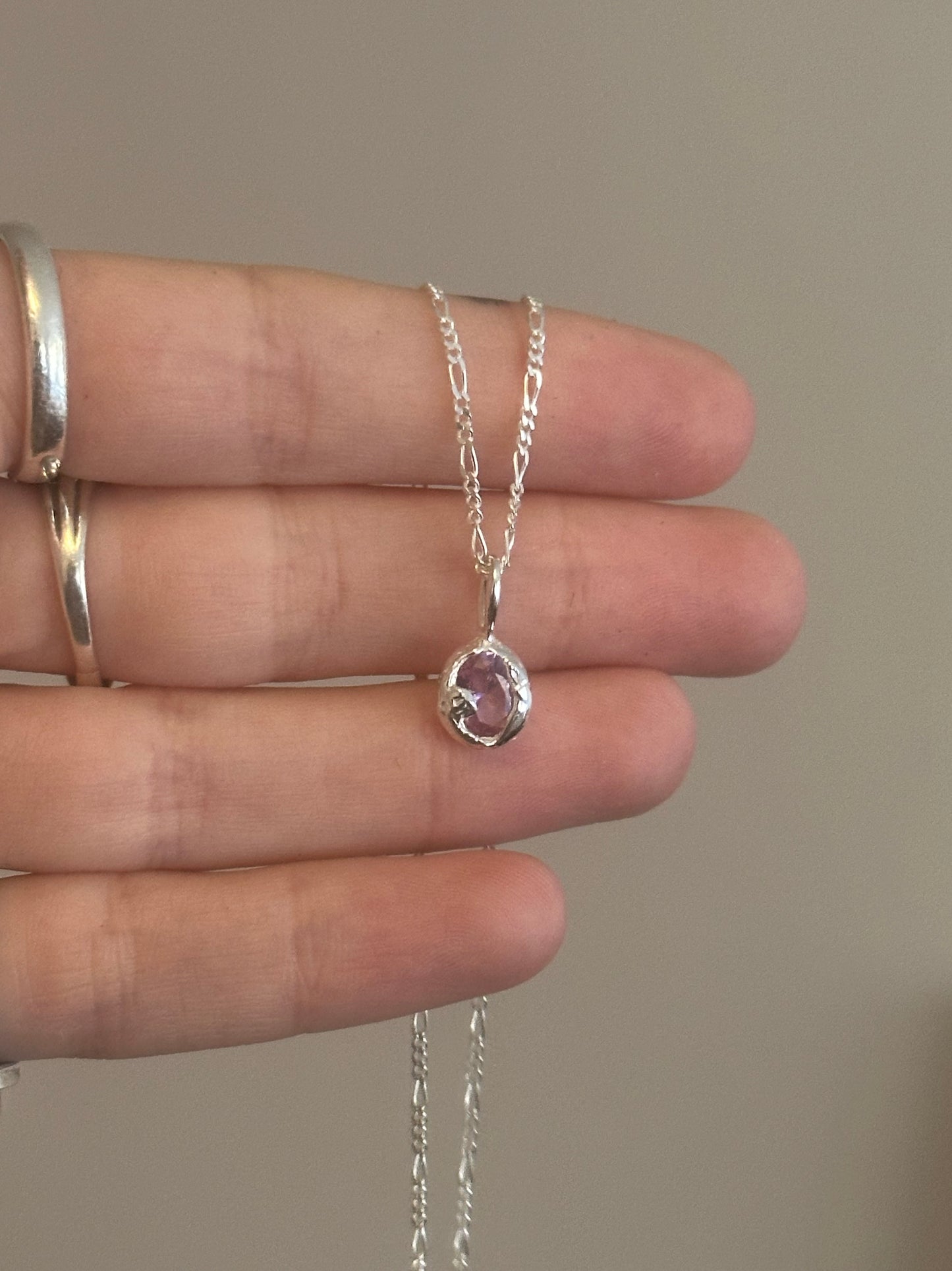 textured pink nano gem necklace- ready to ship
