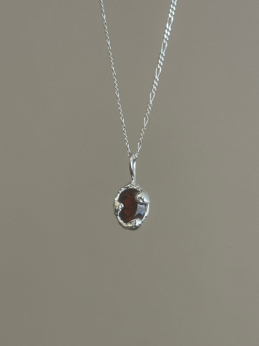 textured garnet necklace- ready to ship