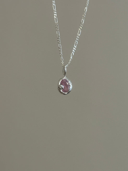 textured pink nano gem necklace- ready to ship