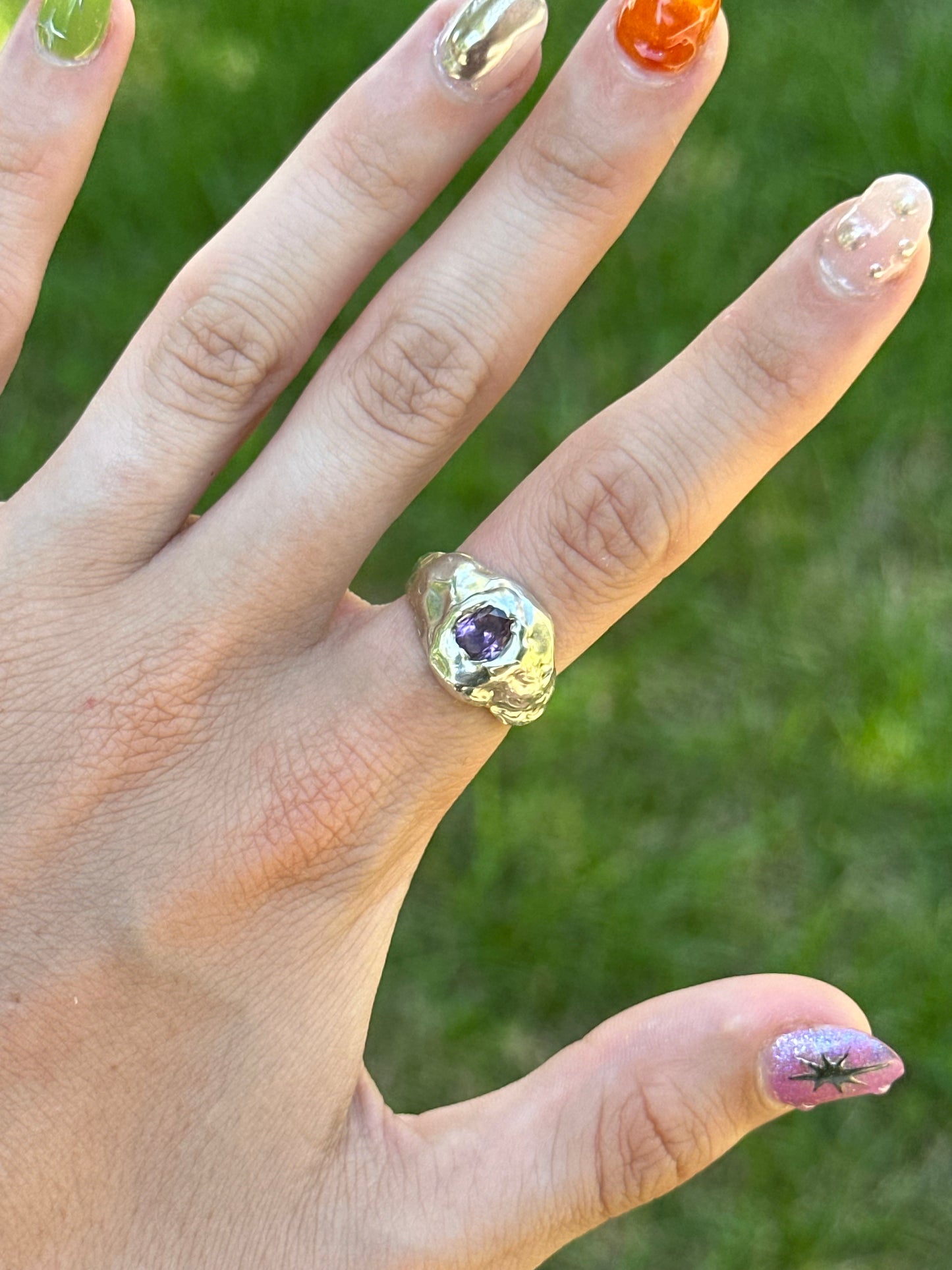 ★ rhodolite shield ring (size 5.5)- ready to ship