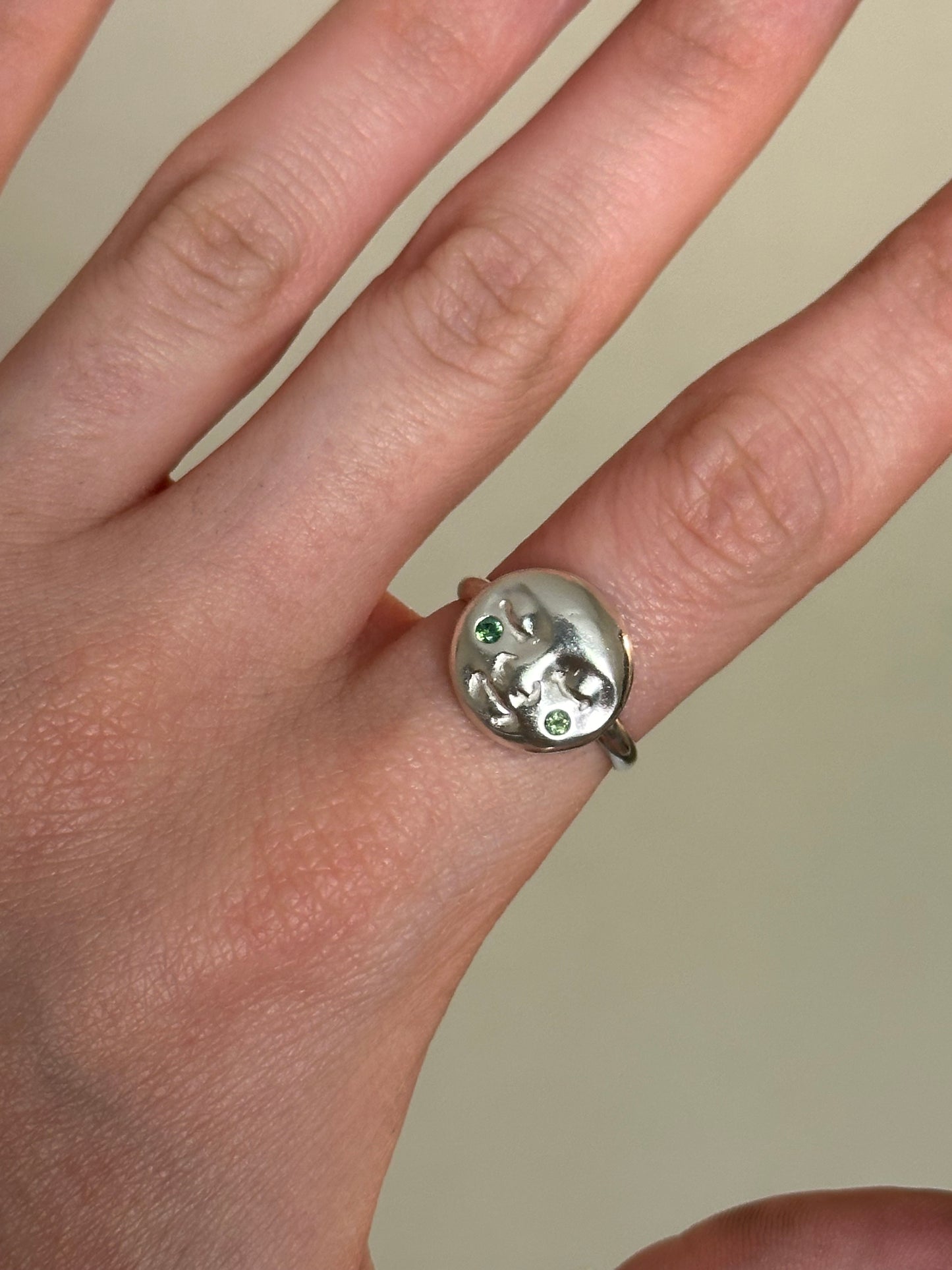 tourmaline moon face ring- made to order