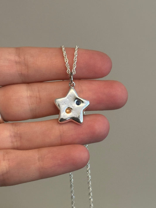 natural sapphire star necklace- ready to ship