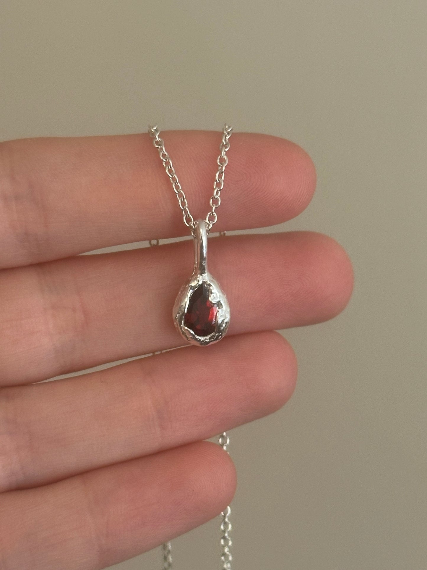 textured garnet necklace- ready to ship