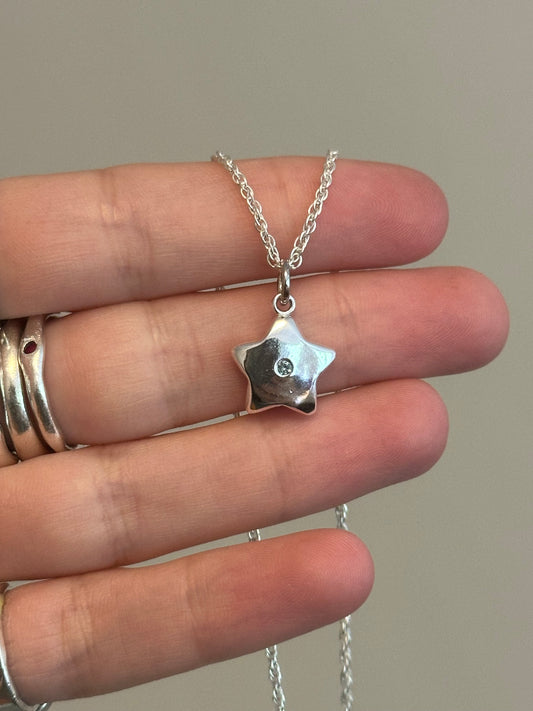 mini blue star necklace- ready to ship