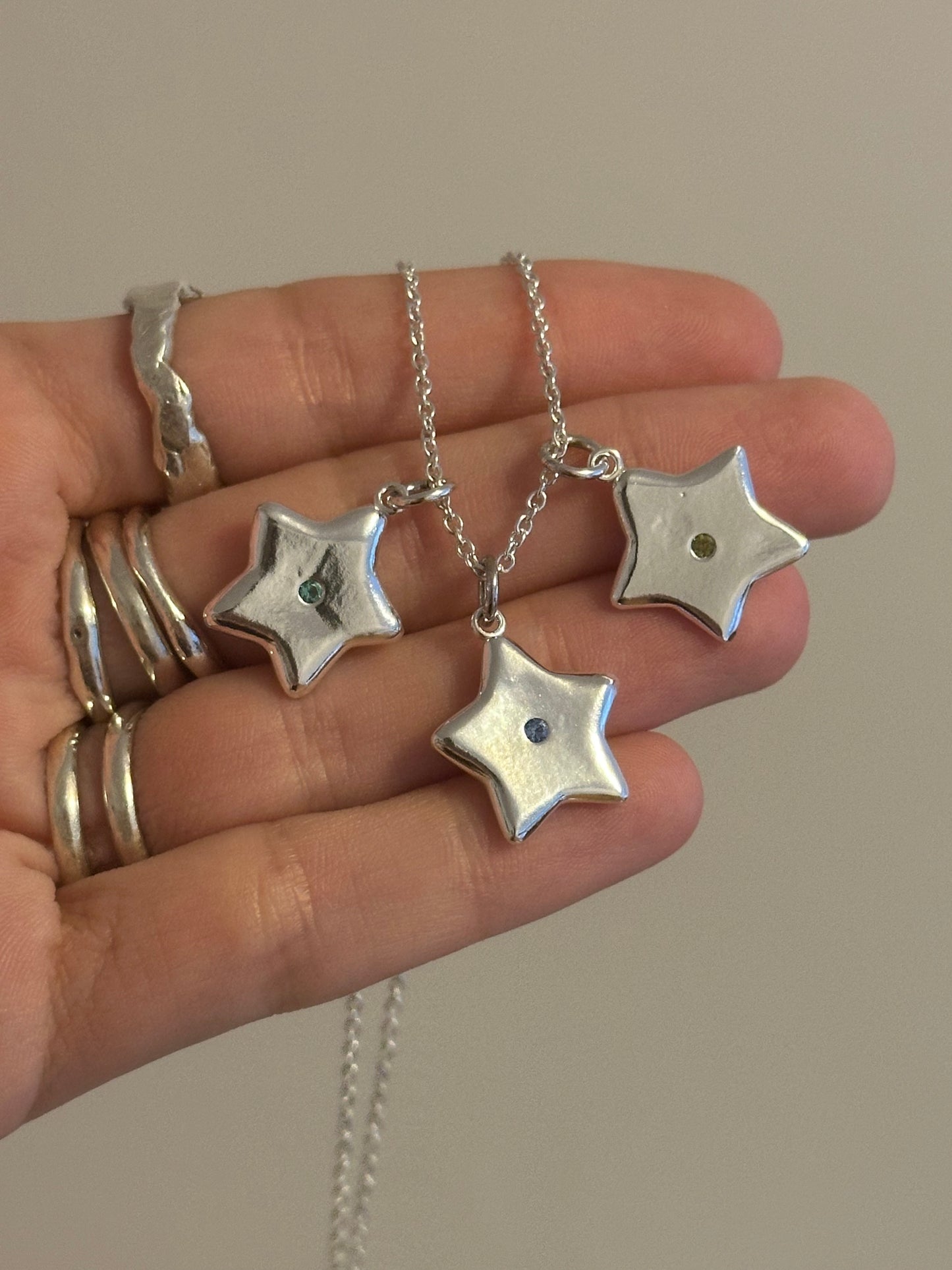 mini single stone star charm- made to order