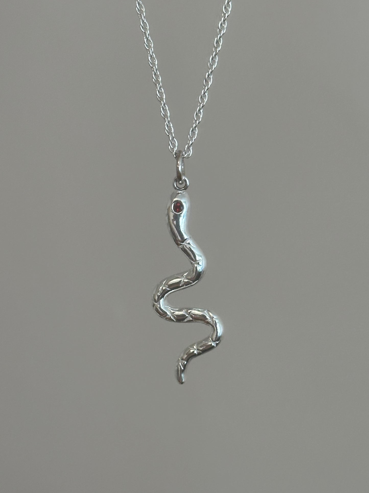 garnet snake necklace- ready to ship