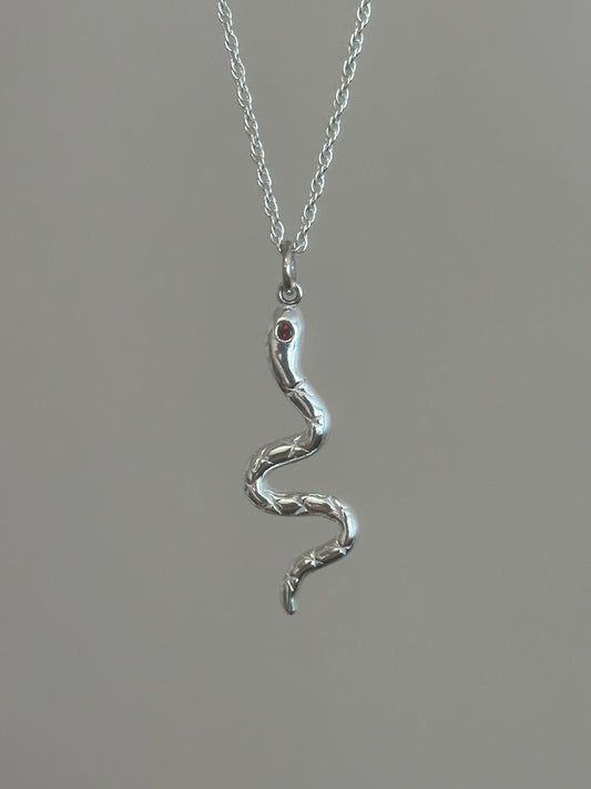 garnet snake necklace- ready to ship