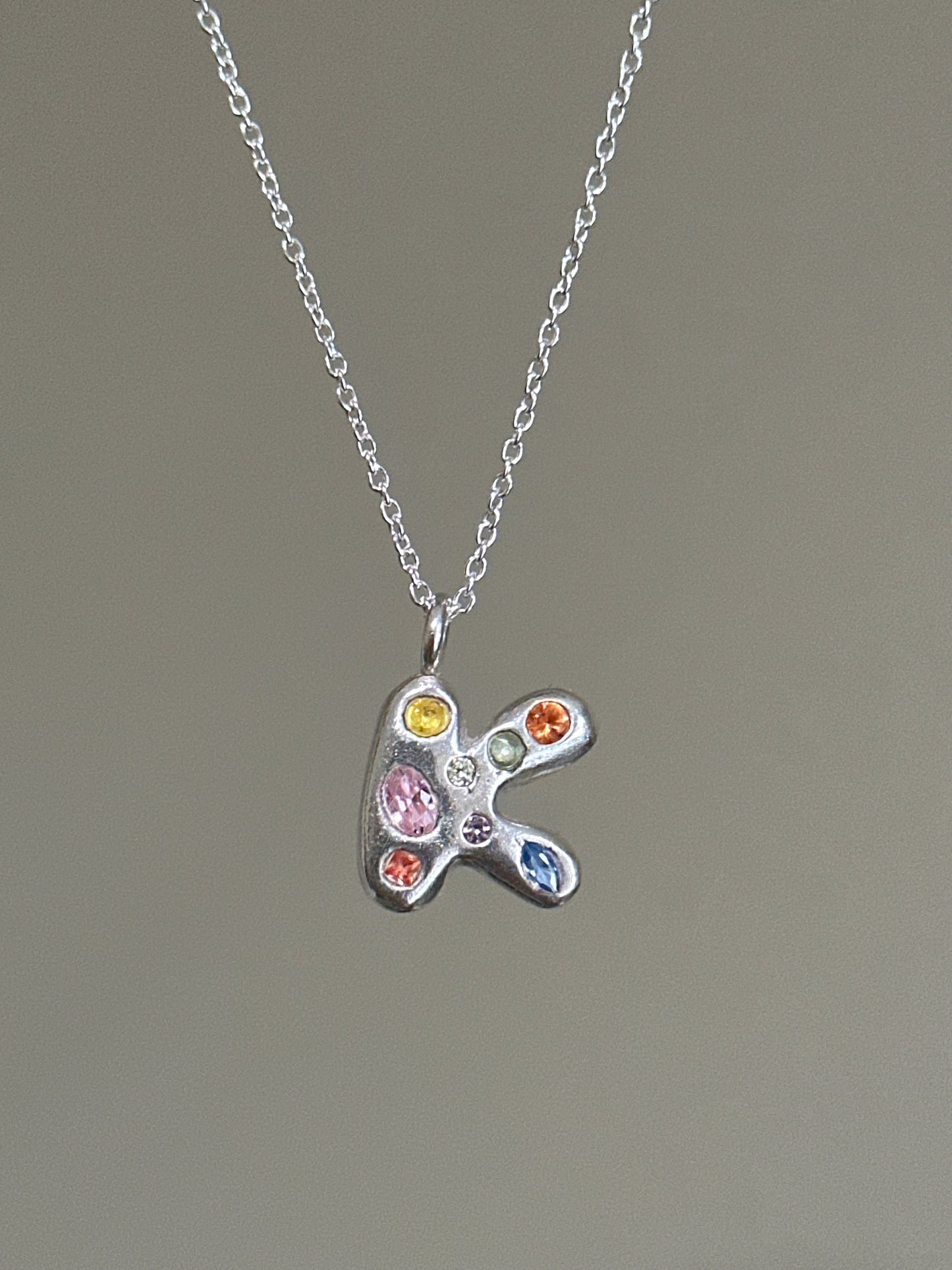 gemstone initial necklace- made to order