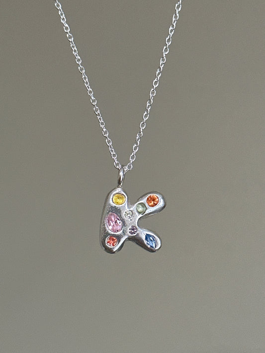 gemstone initial necklace- made to order