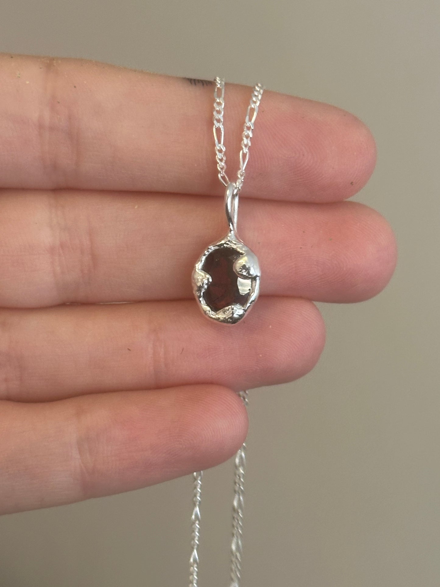 textured garnet necklace- ready to ship