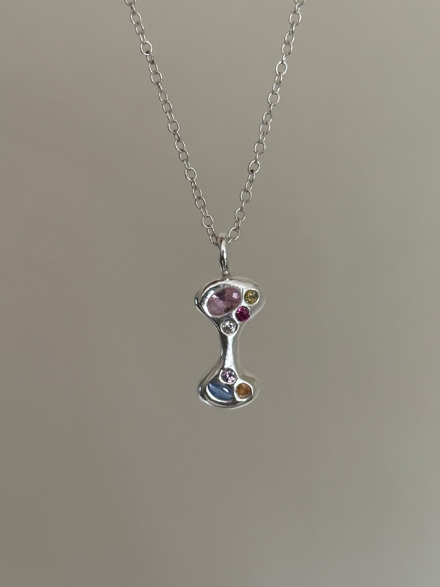 gemstone initial necklace- made to order