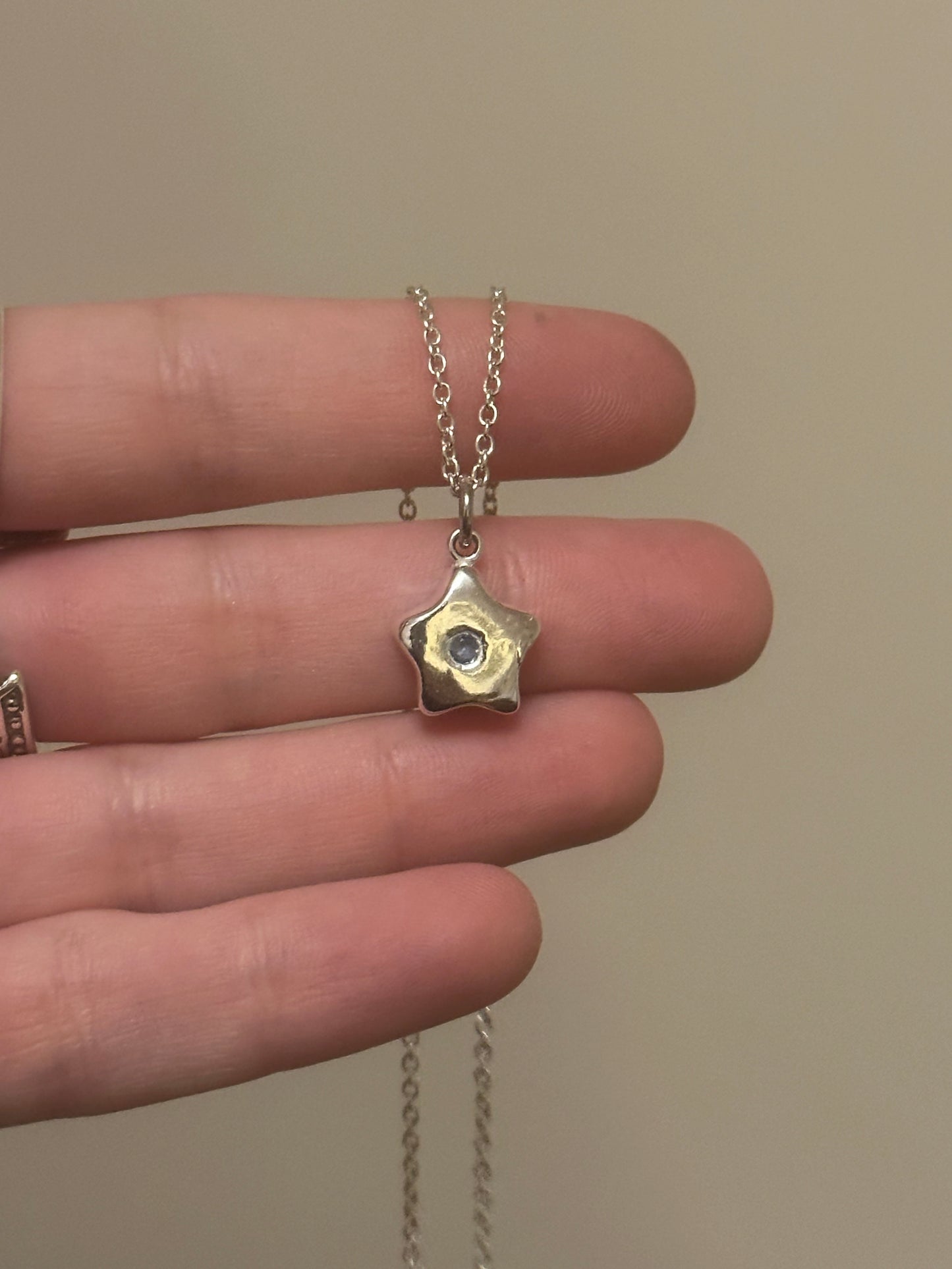 mini natural sapphire star necklace- ready to ship