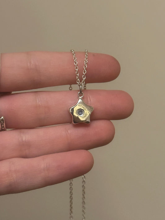 mini natural sapphire star necklace- ready to ship